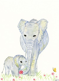 Mom and baby elephant